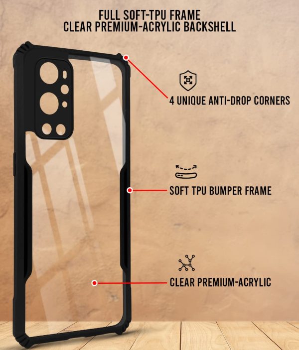 For OnePlus 9 Pro Back Cover Case (Crystal Glass Back | Camera Protection | Shockproof Bumpers) Fashion