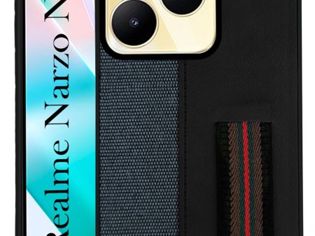 For Realme Narzo N53 Back Cover Case (Professional PU Leather | Strip Chain Holder Socket) Online now