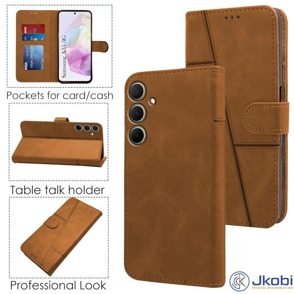 For Samsung Galaxy A35 5G Flip Cover Case (Stitched Leather with Magnetic Closure) Discount