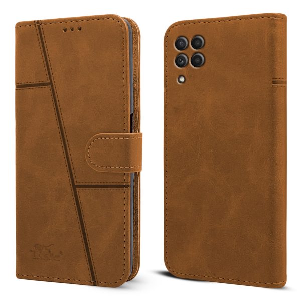 For Samsung Galaxy A22 4G Flip Cover Case (Stitched Leather with Magnetic Closure) For Sale