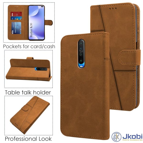 For Xiaomi Mi Redmi K30  Flip Cover Case (Stitched Leather with Magnetic Closure) For Sale