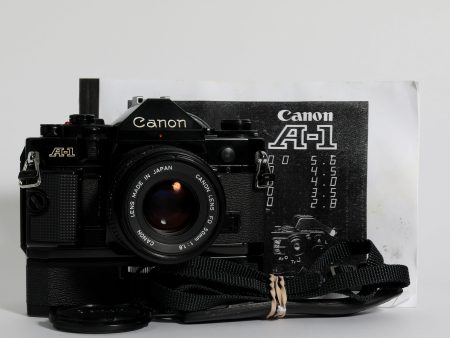 Canon A-1 with 50mm f 1.8 and Power Winder Online Sale